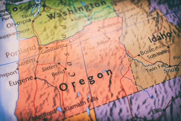 Map of Oregon and Washington