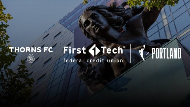 Promotional image for First Tech's partnership with Portland's new WNBA team and the Portland Thorns