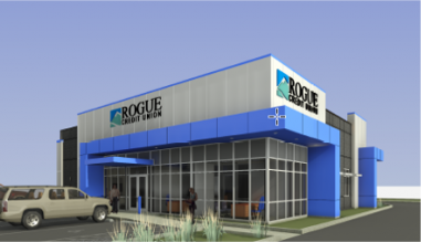 Rendering of Rogue CU's new branch in Caldwell, Idaho. Credit/Rogue CU